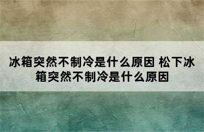 冰箱突然不制冷是什么原因 松下冰箱突然不制冷是什么原因